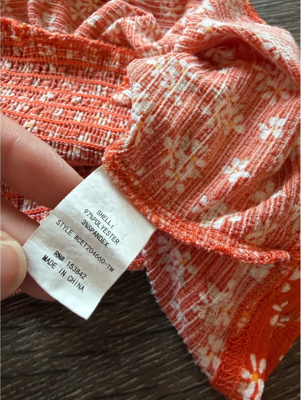 Melloday Orange Floral Smocked Peplum Top Women’s Small Puff Sleeve - Picture 7 of 8